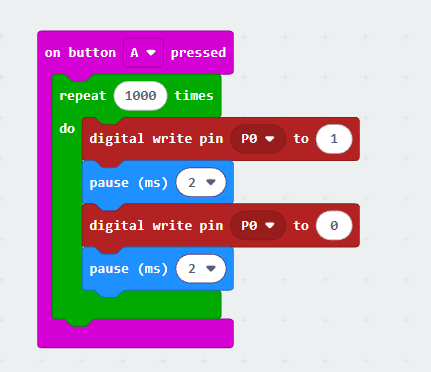 תוכנת MakeCode למיתוג פין P0